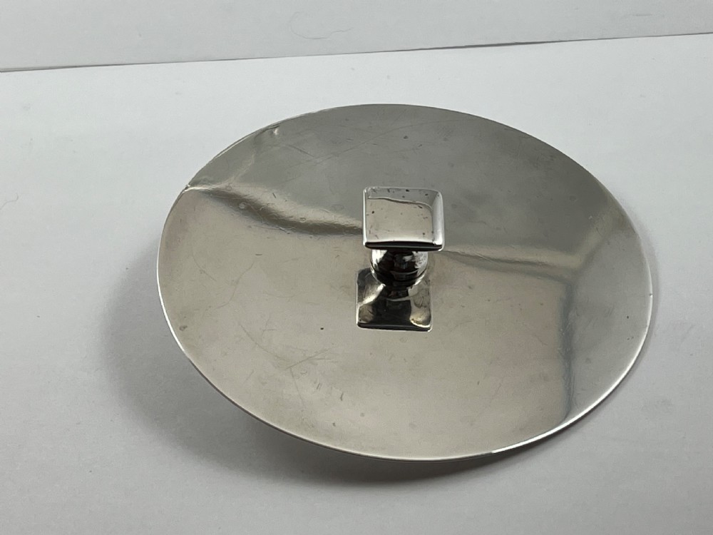 Victorian antique glass and silver lidded bowl, Birmingham 1886 View VII