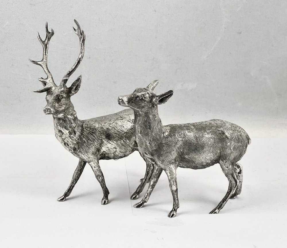 Elizabeth II silver red deer stag and hind, London 1970