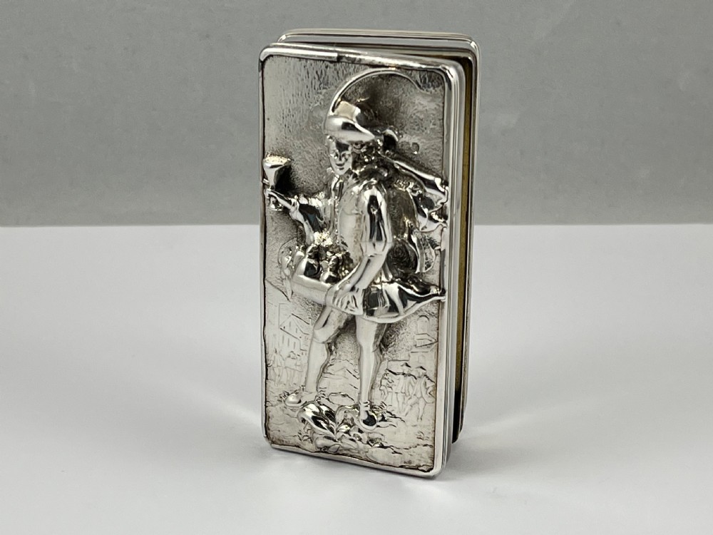 George IV antique silver “Pedlar” snuff box, John Linnet 1823 View VII