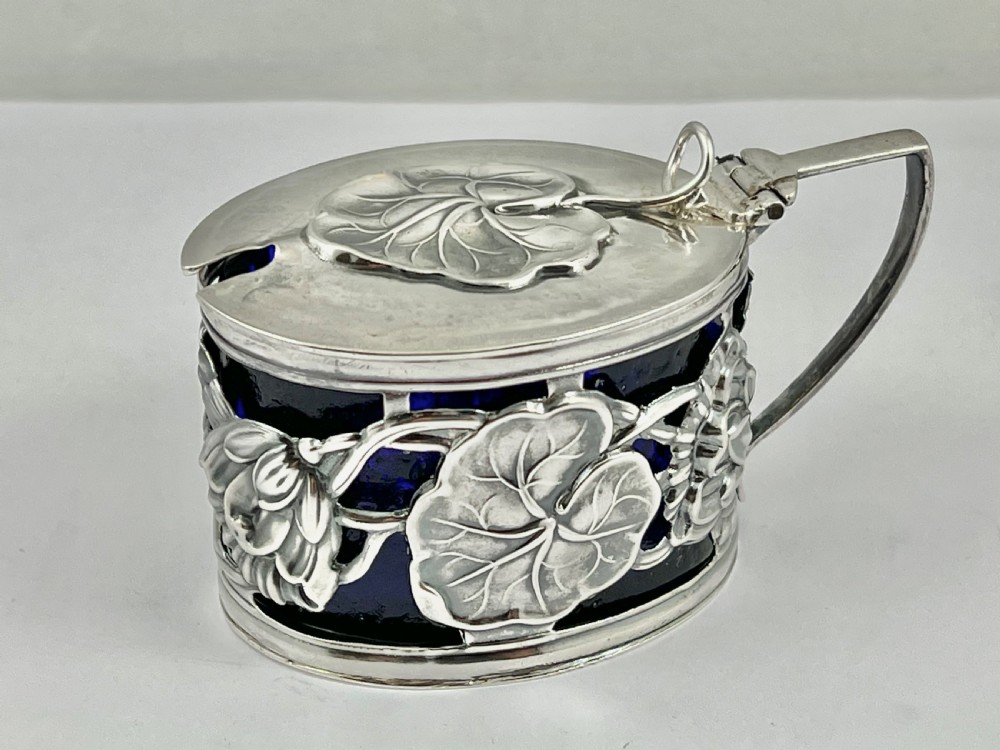 Art Nouveau Edwardian silver mustard pot, Samson Mordan 1902