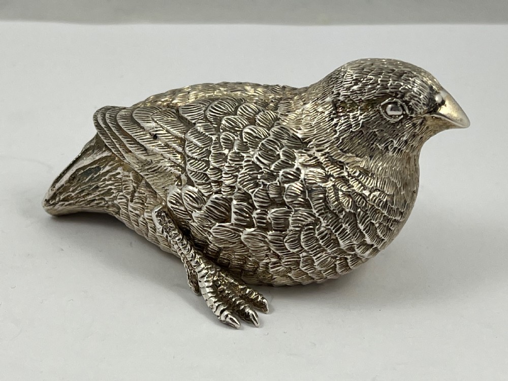 Elizabeth II pair of silver quails by W. Comyns, London 1961 View II