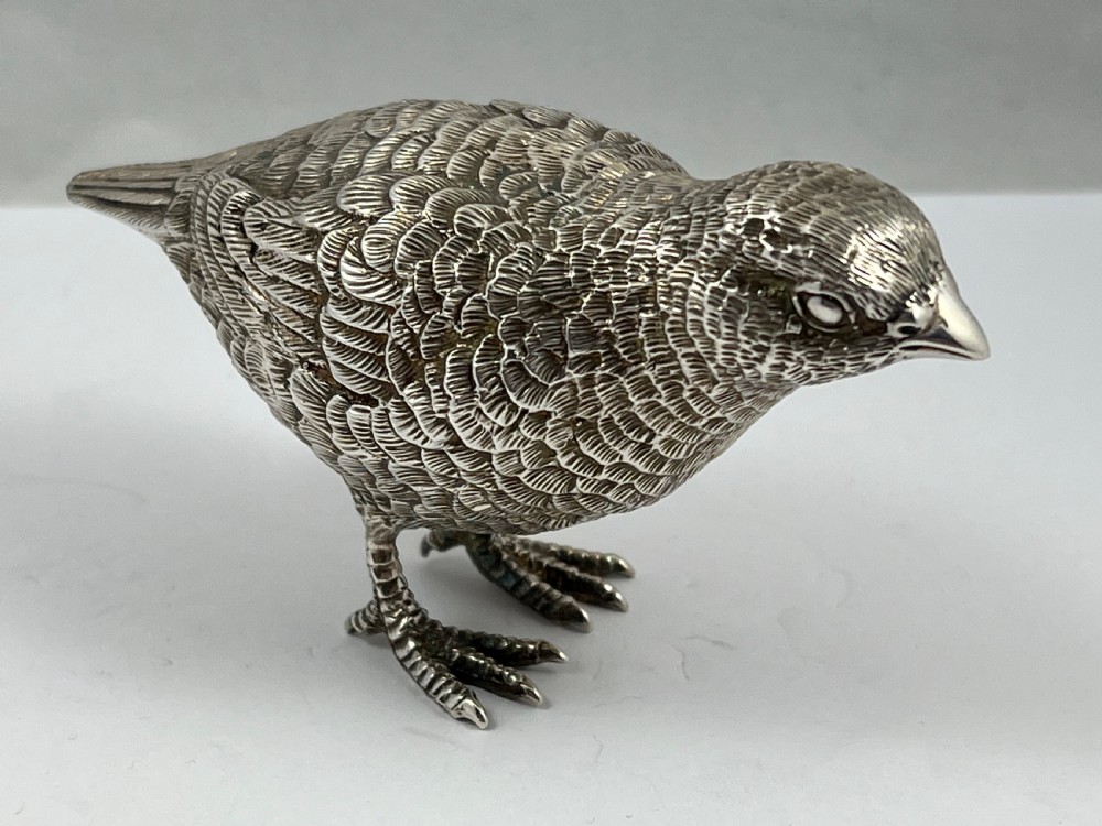 Elizabeth II pair of silver quails by W. Comyns, London 1961 View III