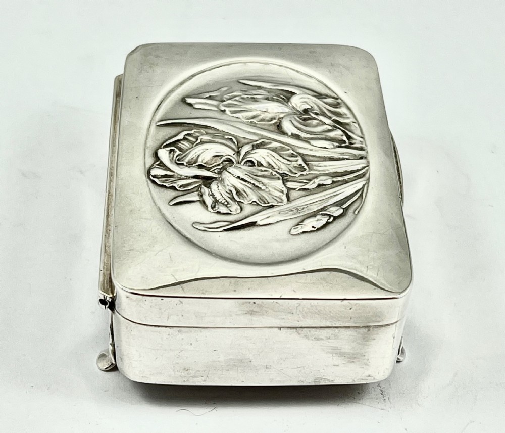Edwardian antique silver Art Nouveau jewellery box, 1906 View III