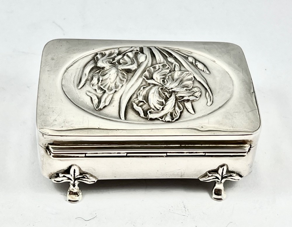 Edwardian antique silver Art Nouveau jewellery box, 1906 View VI