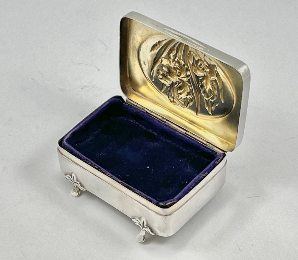 Edwardian antique silver Art Nouveau jewellery box, 1906 View VII