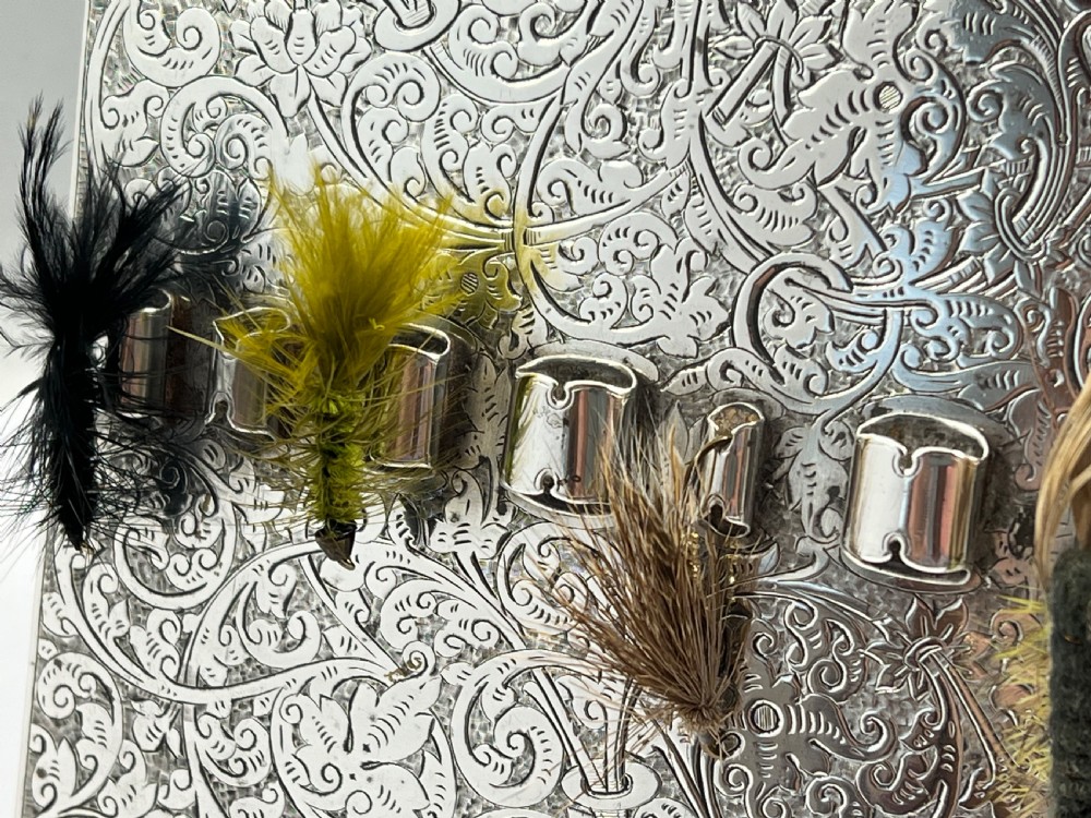 Victorian antique silver fishing fly holder, 1892 Birmingham View III