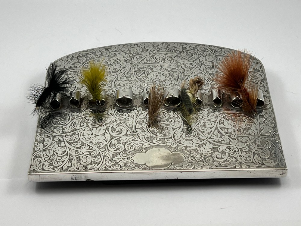 Victorian antique silver fishing fly holder, 1892 Birmingham View VI