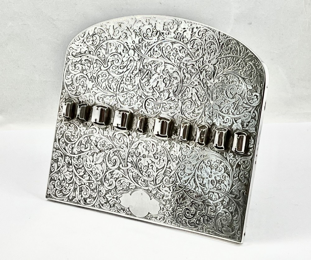 Victorian antique silver fishing fly holder, 1892 Birmingham View VIII