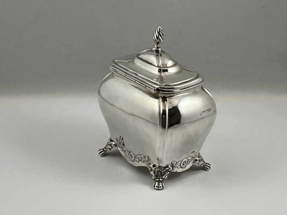 Edwardian antique Chester silver tea caddy, Nathan & Hayes 1908 View II