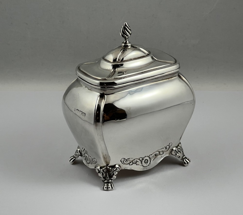 Edwardian antique Chester silver tea caddy, Nathan & Hayes 1908 View VII