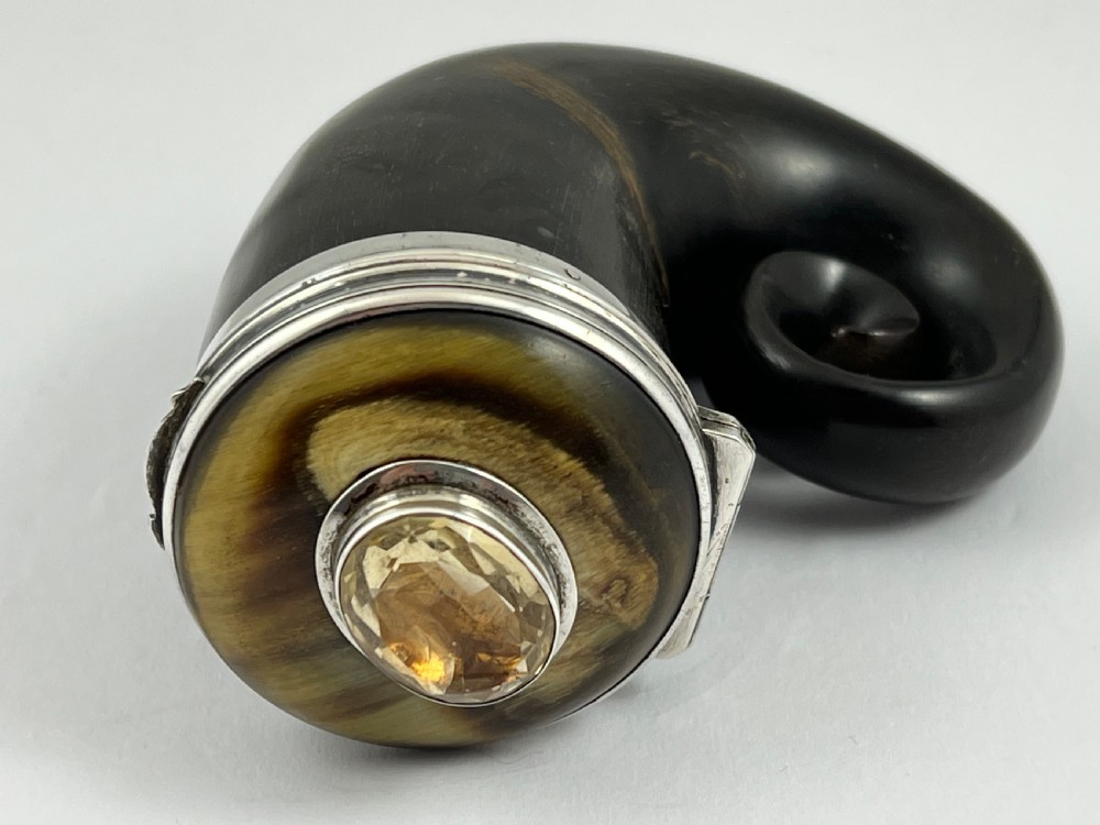 Scottish antique Victorian horn snuff mull, c.1895 View V
