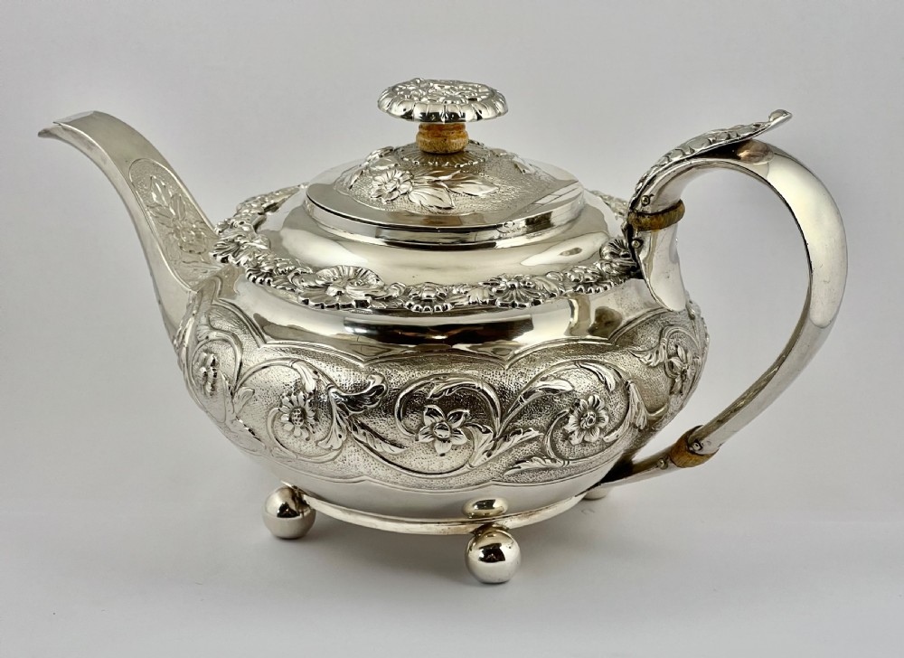 George IV antique 3 piece silver teaset. Jonathan Hayes London 1822 View III