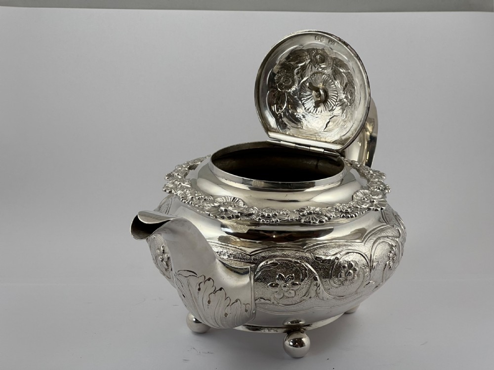 George IV antique 3 piece silver teaset. Jonathan Hayes London 1822 View VIII