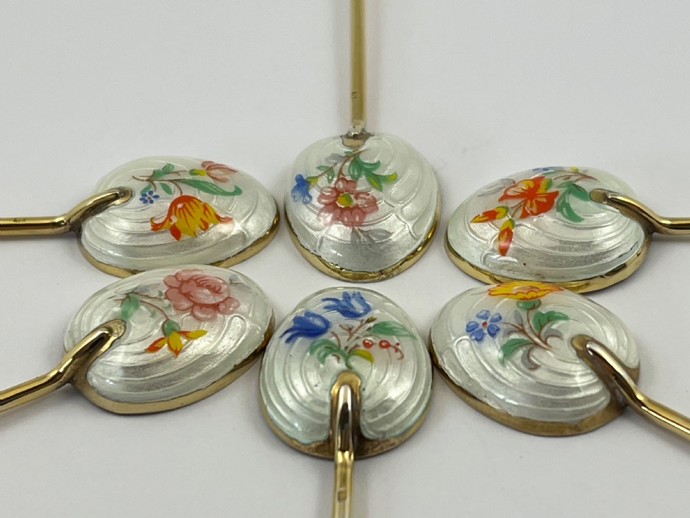 Elizabeth II cased set of gilt and enamelled coffee spoons, 1953 View III
