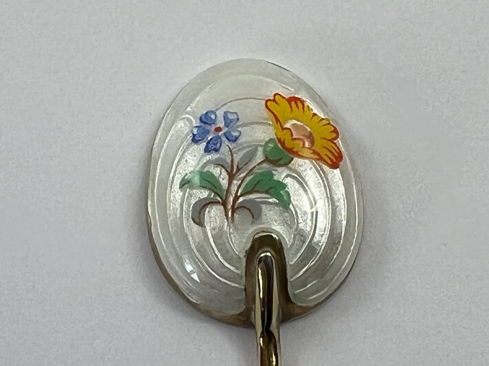 Elizabeth II cased set of gilt and enamelled coffee spoons, 1953 View V