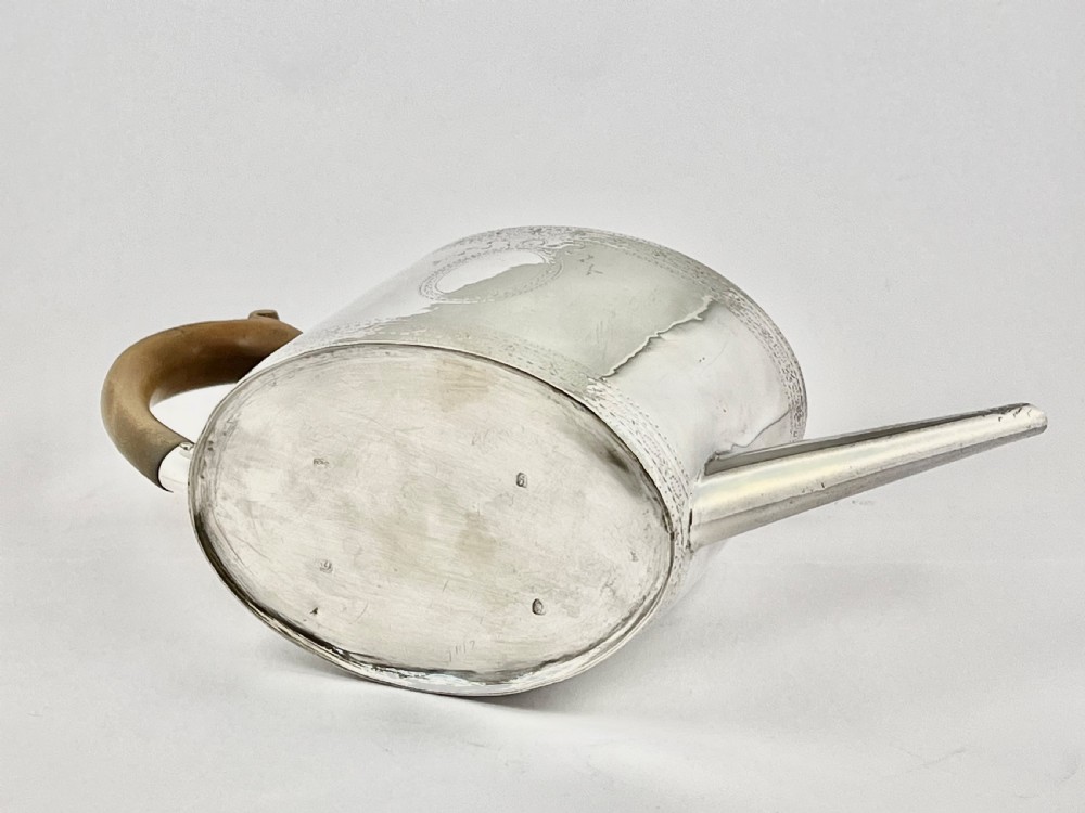 George III antique silver saffron tea pot, John Denzilow, London 1782 View VI
