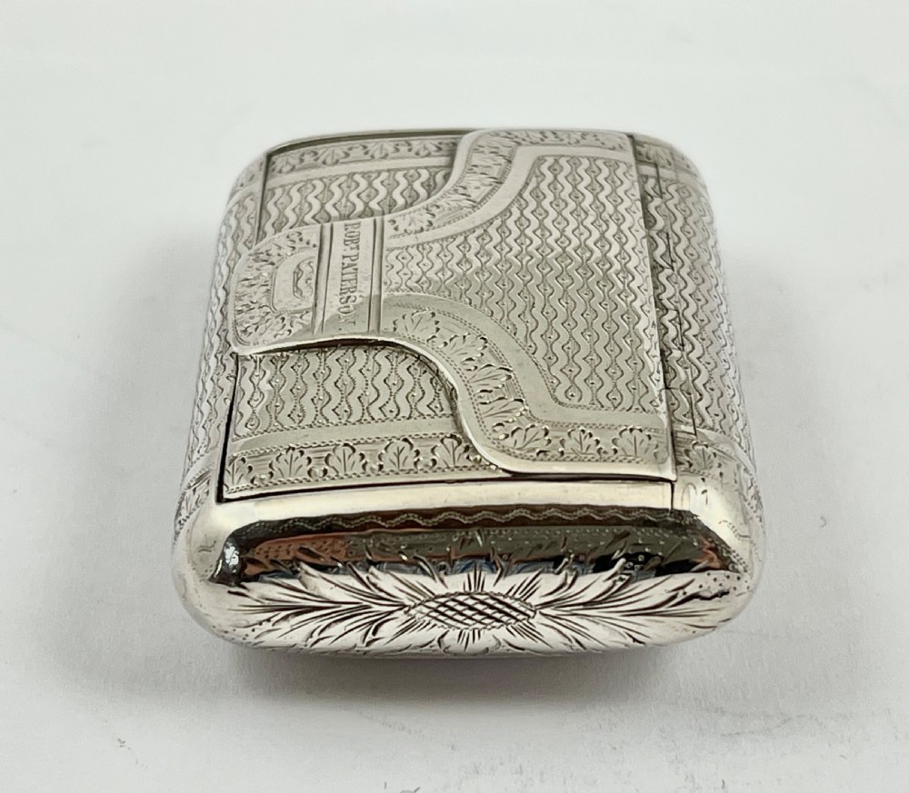 George III antique silver satchel snuff box, London 1819 View II