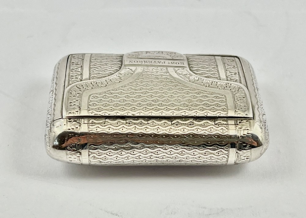 George III antique silver satchel snuff box, London 1819 View III