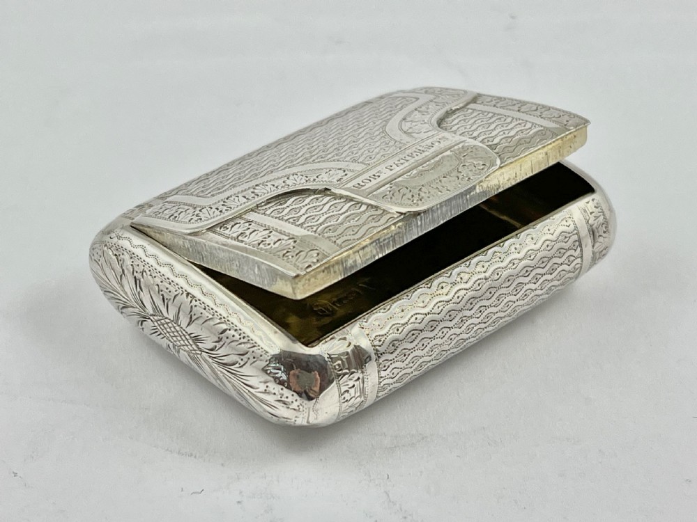George III antique silver satchel snuff box, London 1819 View IX