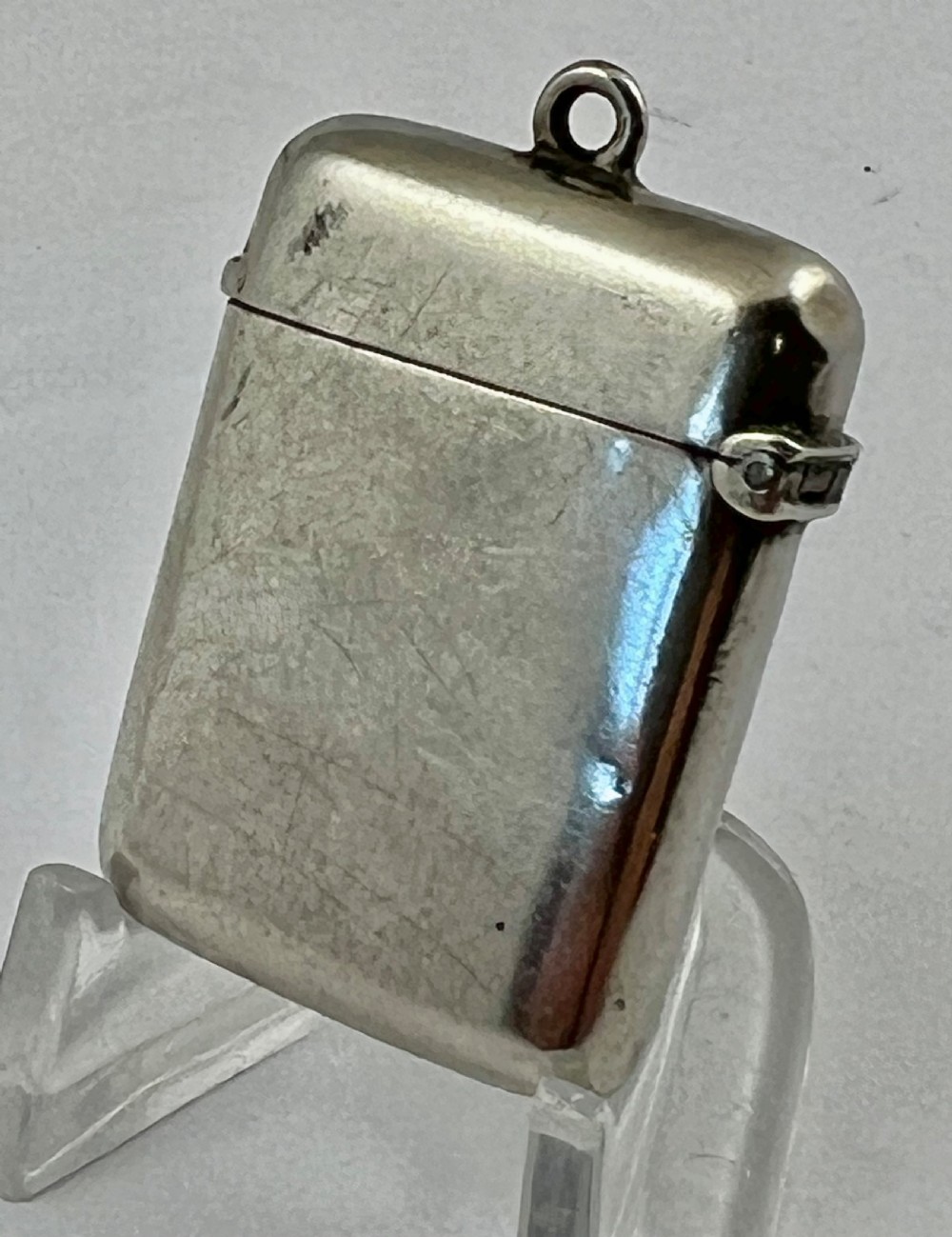 Edwardian antique silver and agate vesta case, Joseph Cook 1907 View VII