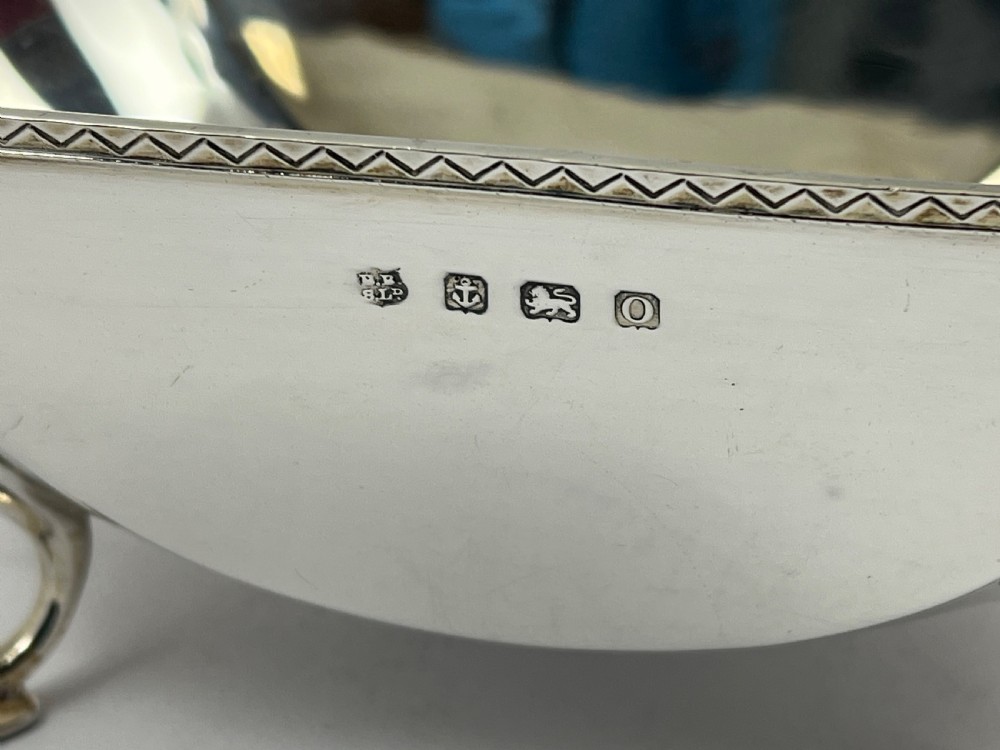 George VI Art Deco 2 handled silver dish, Birmingham 1938 View II