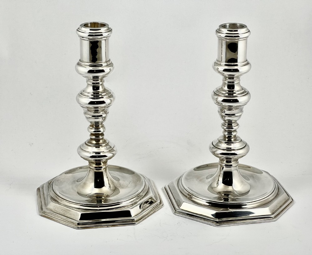George VI matched pair of silver candlesticks, London 1931/52