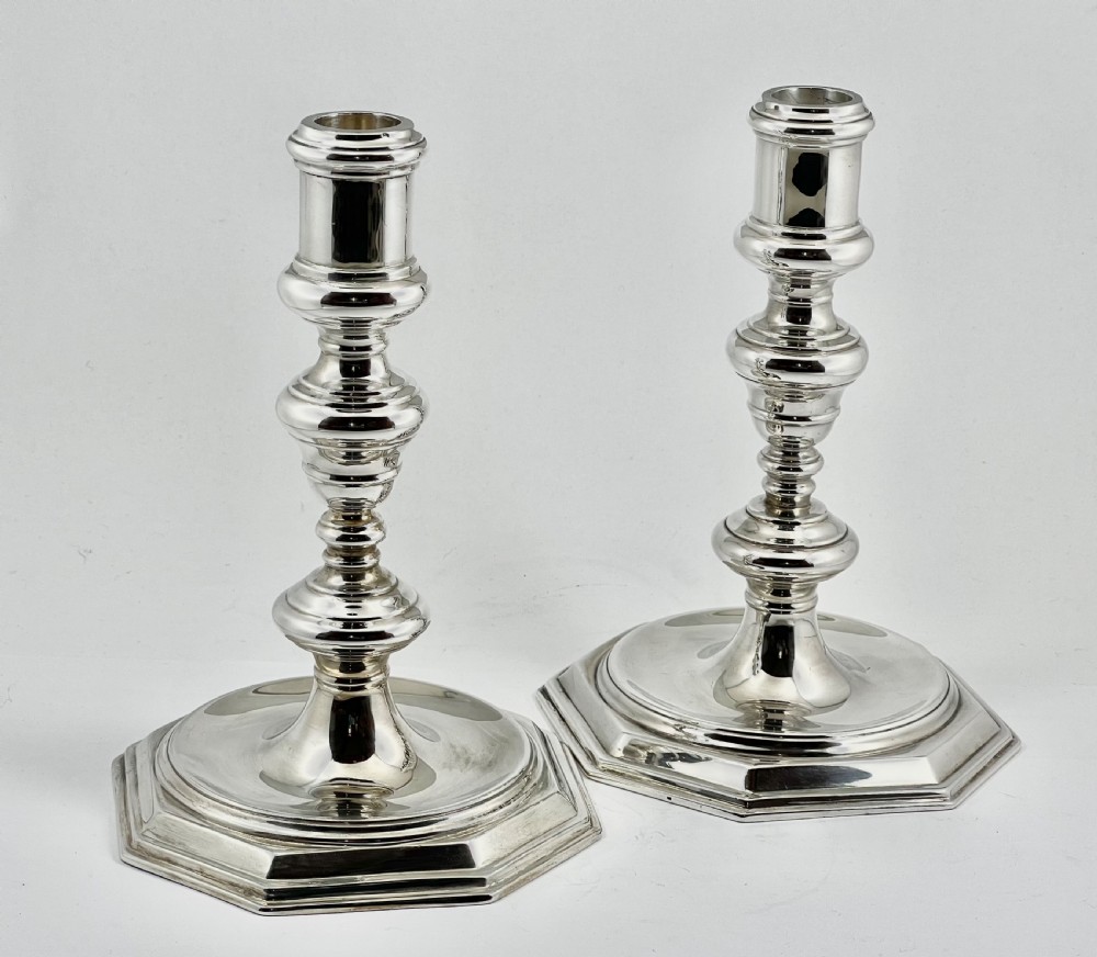 George VI matched pair of silver candlesticks, London 1931/52 View IX