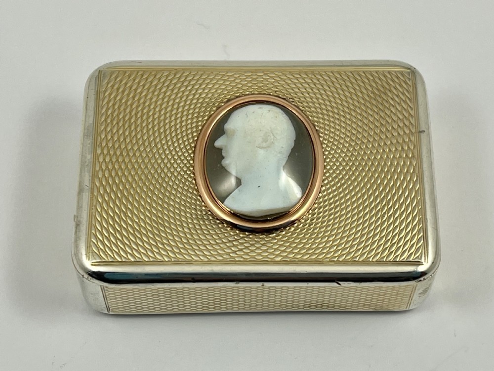 George III silver gilt snuff box with cameo style dome, London 1786