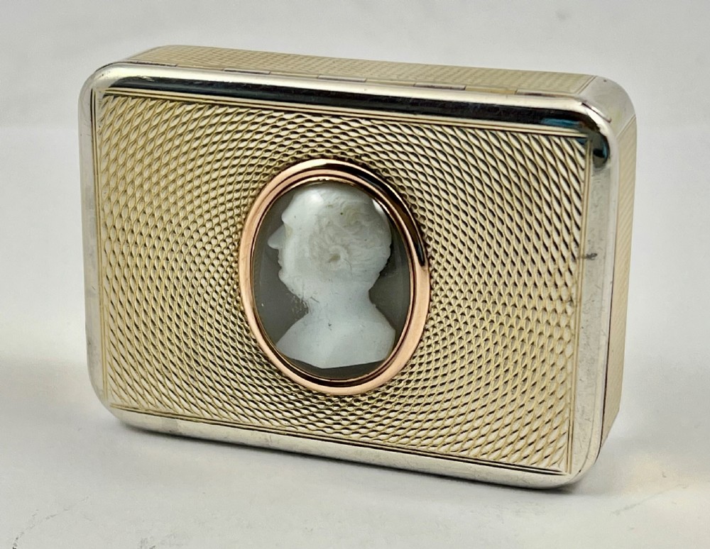 George III silver gilt snuff box with cameo style dome, London 1786 View III