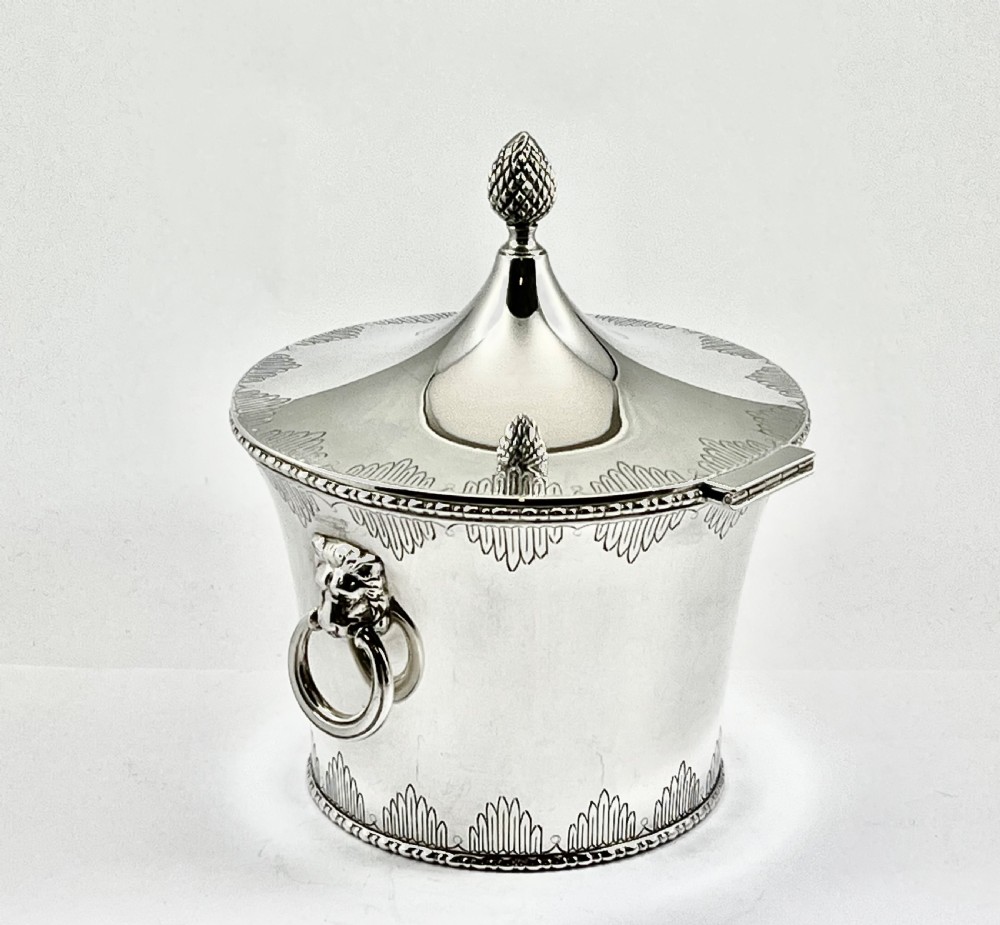Chester antique Art Deco silver biscuit barrel, 1934 View X