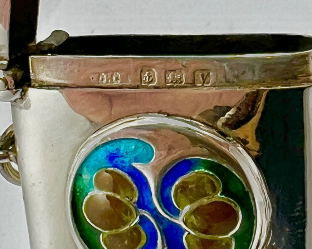 Archibald Knox Liberty designed enamelled silver vesta 1920 View IV