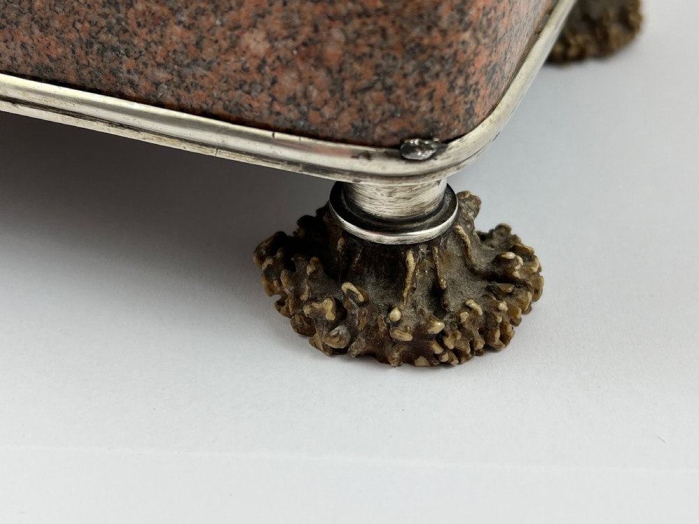 Scottish Victorian granite, silver and antler deskset, c.1880 View III