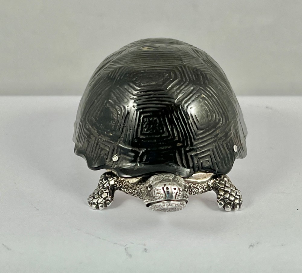 Victorian antique silver and tortoise vesta box, London 1881. View IV