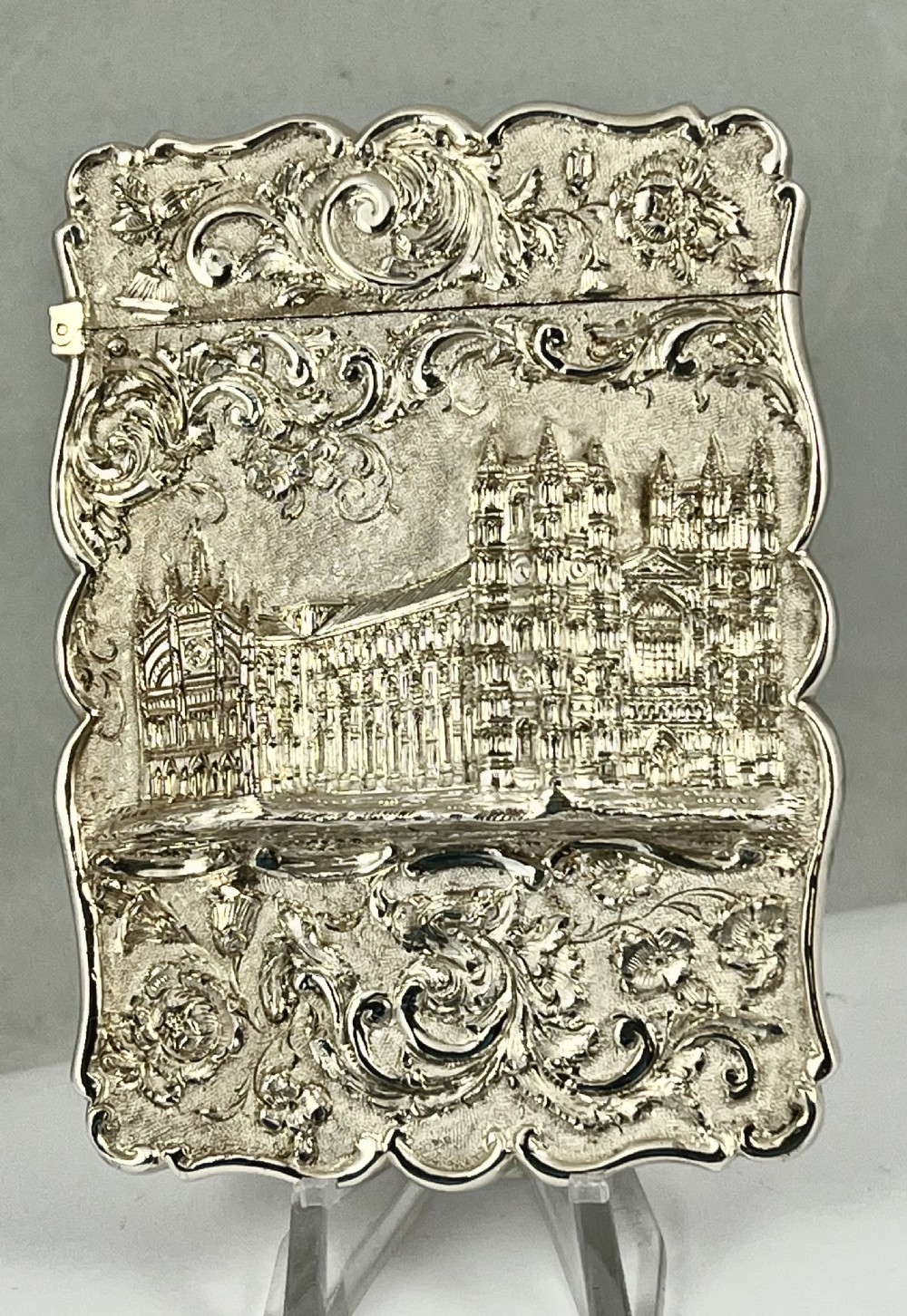 Victorian silver card case, Westminster Abbey, Nathaniel Mills 1845