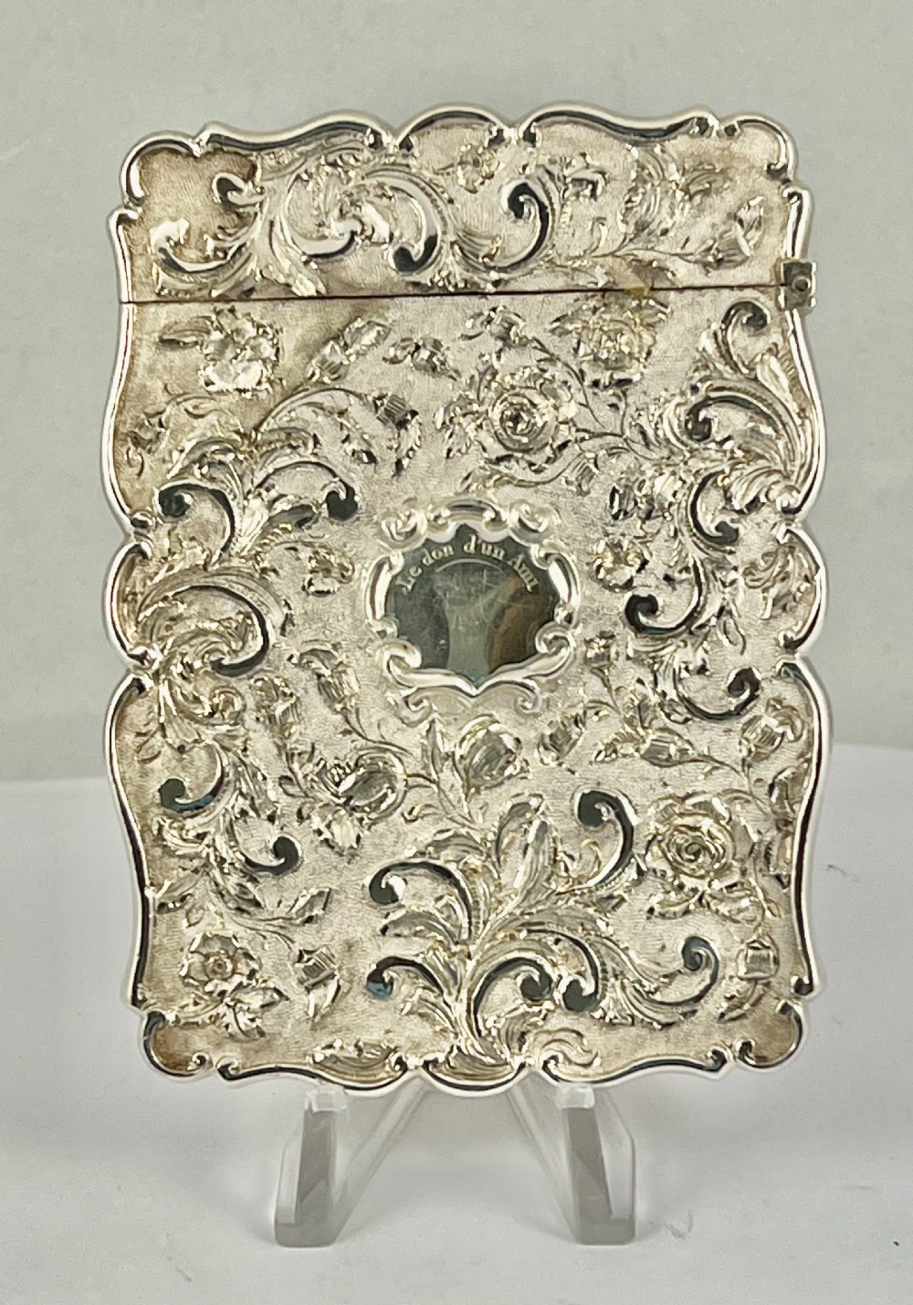 Victorian silver card case, Westminster Abbey, Nathaniel Mills 1845 View IV