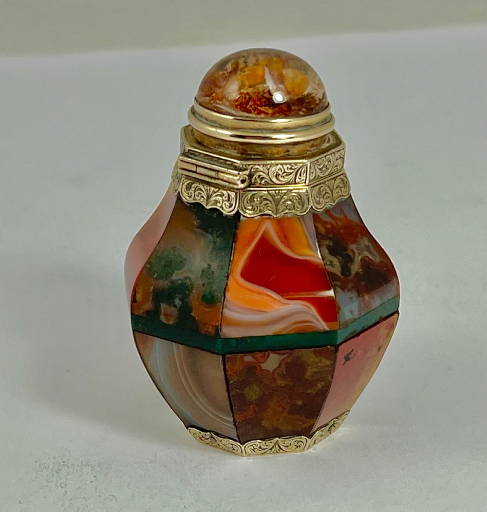 Victorian antique silver gilt and agate vinaigrette, Scottish c.1860 View IX