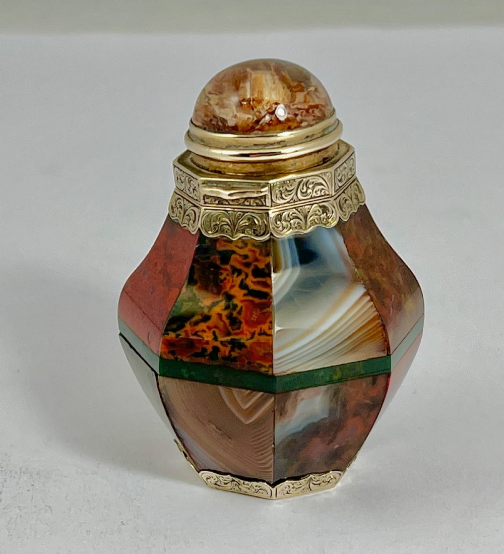 Victorian antique silver gilt and agate vinaigrette, Scottish c.1860 View XI