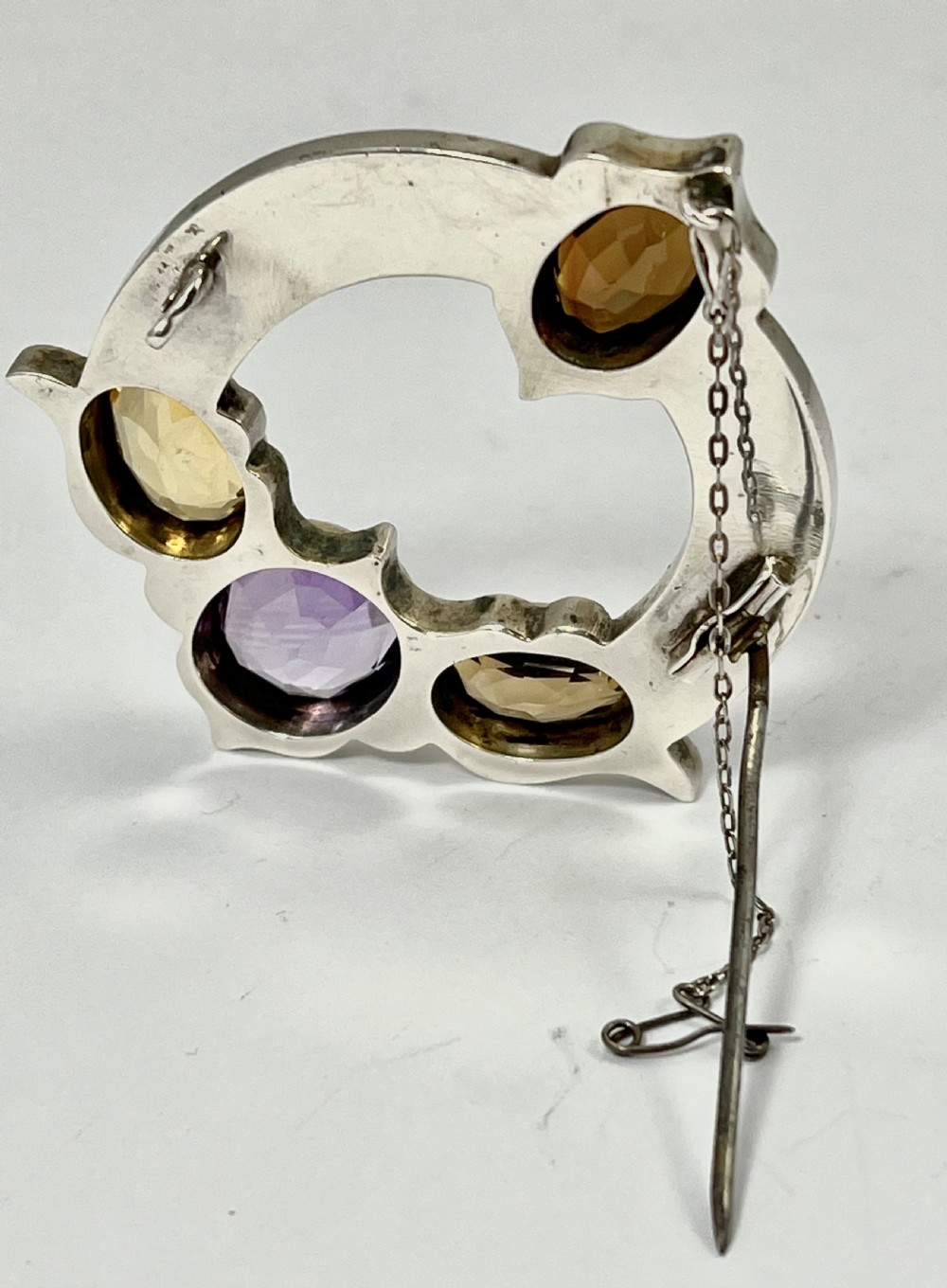 Victorian silver, agate and semi-precious stone brooch, c.1880 View IV