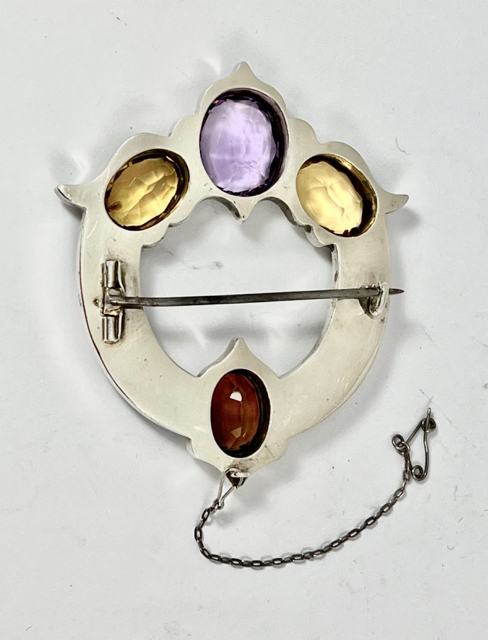 Victorian silver, agate and semi-precious stone brooch, c.1880 View V