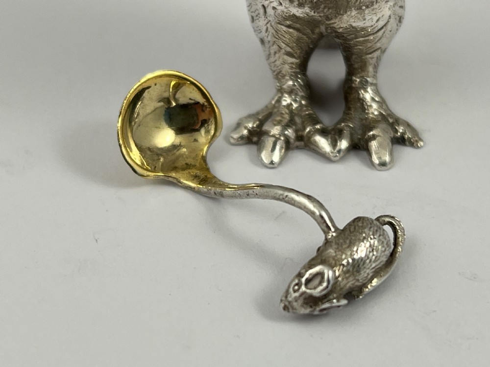 Elizabeth II set of silver Owl condiments, Richard Comyns 1969 View VII