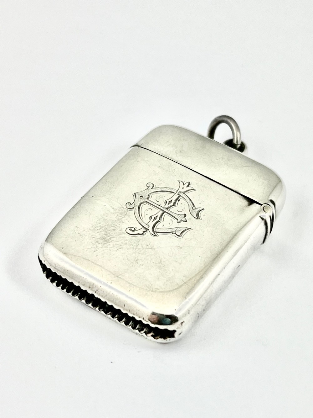 Victorian enameled and silver vesta case, Wm Hare Hasler 1899 View II