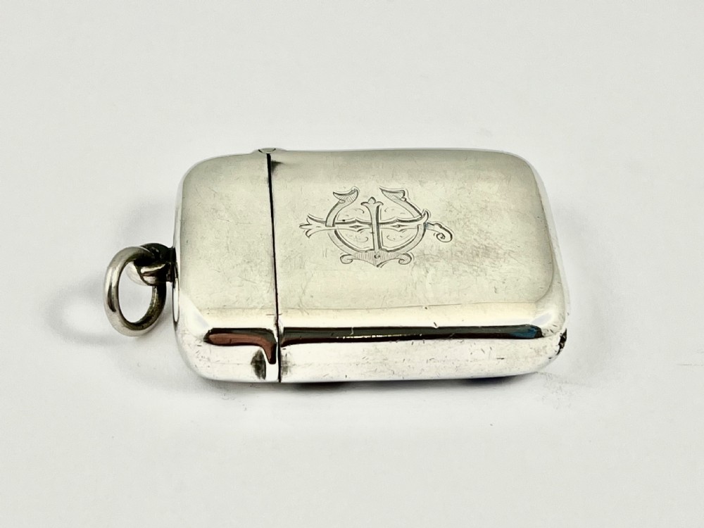 Victorian enameled and silver vesta case, Wm Hare Hasler 1899 View III