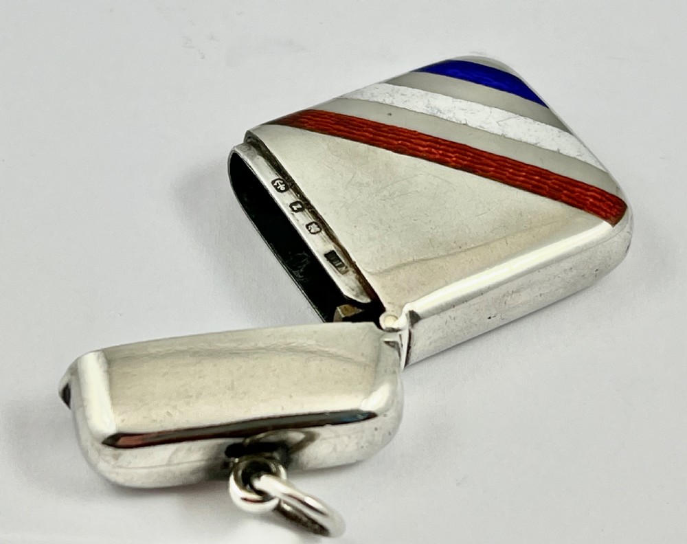 Victorian enameled and silver vesta case, Wm Hare Hasler 1899 View V