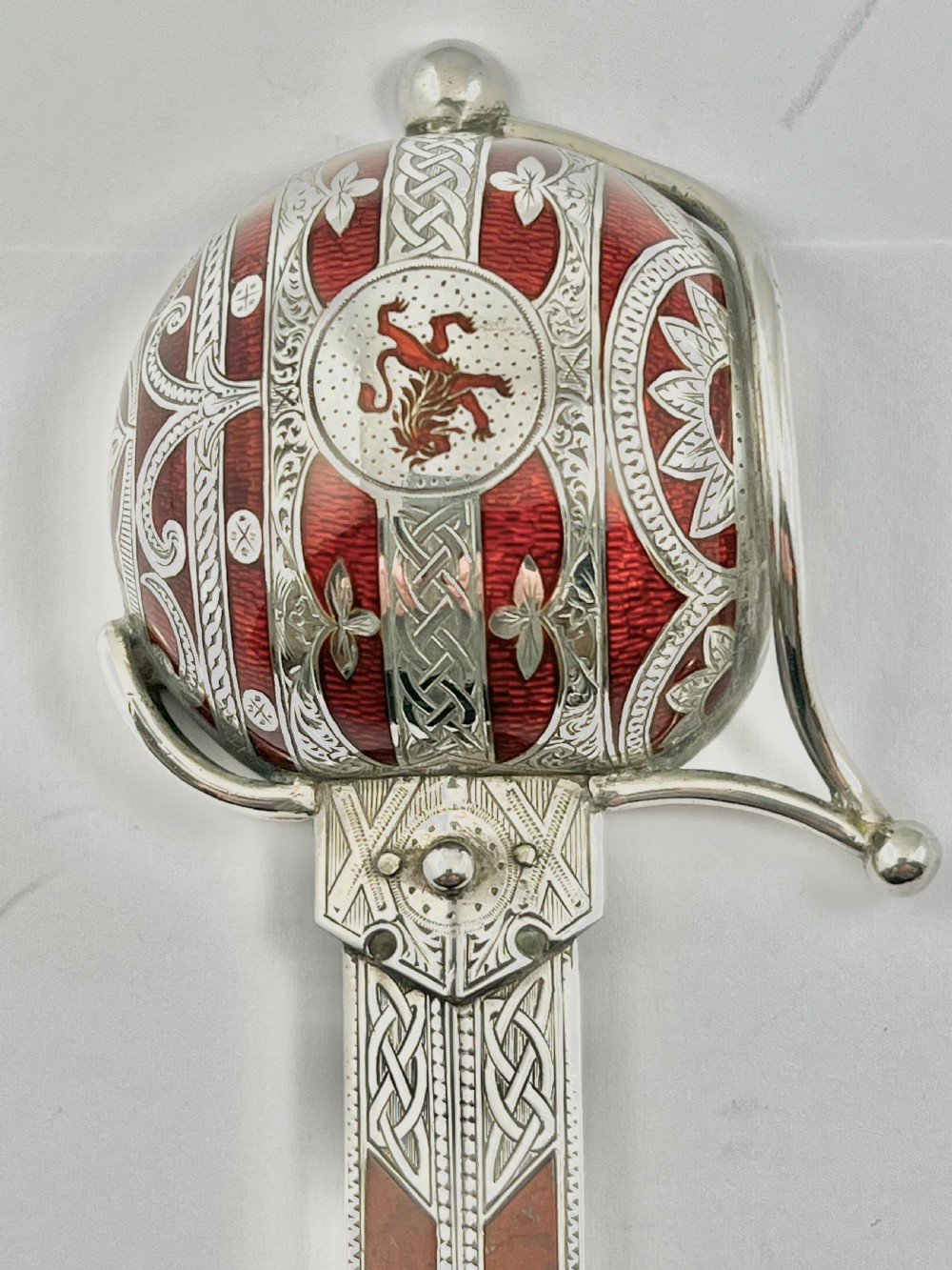 Victorian silver and agate sword paper knife, Edinburgh 1892 View IV