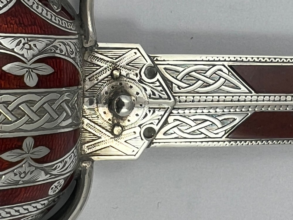 Victorian silver and agate sword paper knife, Edinburgh 1892 View VI