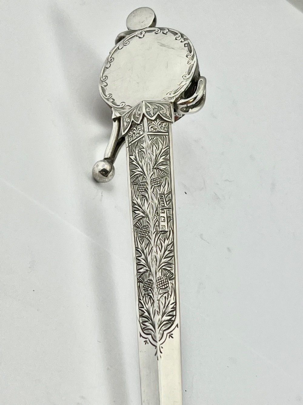 








Edwardian antique silver and agate sword paperknife, 1907 View VI