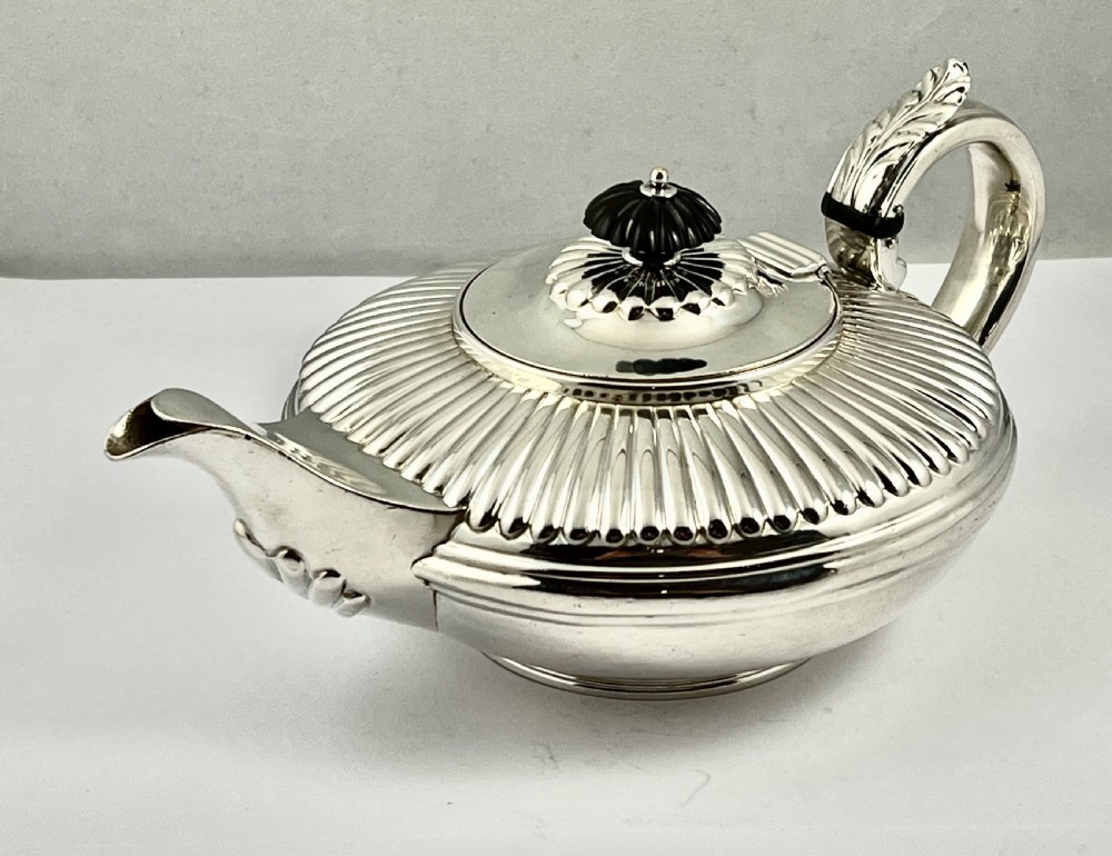 A William IV antique silver safron tea pot, London 1835
