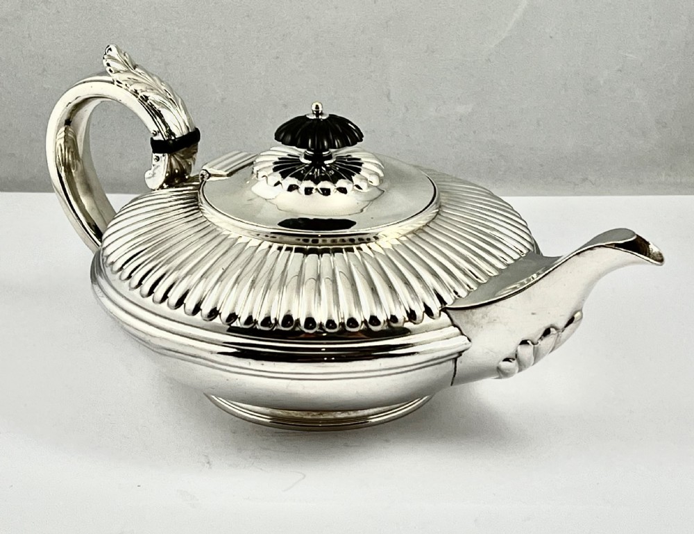 A William IV antique silver safron tea pot, London 1835 View III