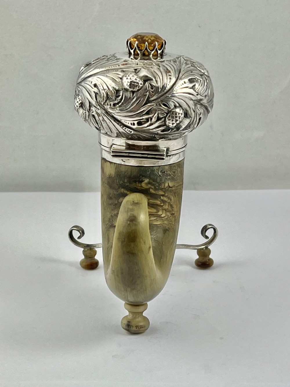 Edwardian large horn snuff mull, Wm Duningham (Aberdeen) 1907 View VIII