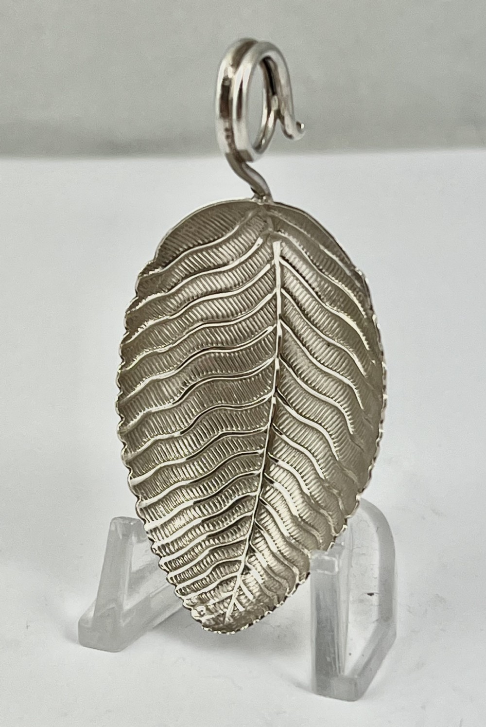 George III silver “leaf” caddy spoon, Elizabeth Morley 1802